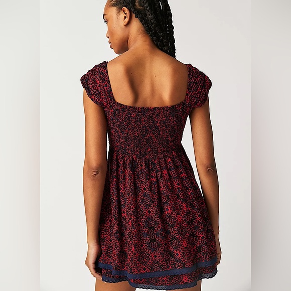 NEW Free People Tabitha Mini Dress In Black Combo - Picture 5 of 10
